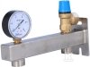 Grupa bezpieczeństwa c.w.u. INOX 8 bar, z zaworem bezpieczeństwa i manometrem 303008